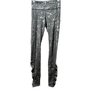 Lululemon Leggings Ruched Geometric Print Athletic‎ Yoga Pants Gym Black Size  2